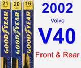 Front & Rear Wiper Blade Pack for 2002 Volvo V40 - Premium