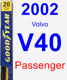 Passenger Wiper Blade for 2002 Volvo V40 - Premium