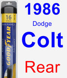 Rear Wiper Blade for 1986 Dodge Colt - Assurance