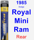 Rear Wiper Blade for 1985 Dodge Royal Mini Ram - Assurance