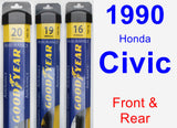 Front & Rear Wiper Blade Pack for 1990 Honda Civic - Assurance