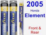 Front & Rear Wiper Blade Pack for 2005 Honda Element - Assurance