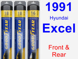 Front & Rear Wiper Blade Pack for 1991 Hyundai Excel - Assurance