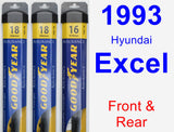 Front & Rear Wiper Blade Pack for 1993 Hyundai Excel - Assurance