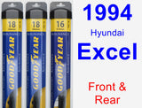 Front & Rear Wiper Blade Pack for 1994 Hyundai Excel - Assurance