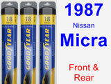 Front & Rear Wiper Blade Pack for 1987 Nissan Micra - Assurance