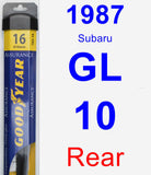 Rear Wiper Blade for 1987 Subaru GL-10 - Assurance