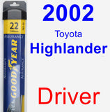 Driver Wiper Blade for 2002 Toyota Highlander - Assurance