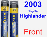Front Wiper Blade Pack for 2003 Toyota Highlander - Assurance