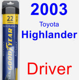 Driver Wiper Blade for 2003 Toyota Highlander - Assurance