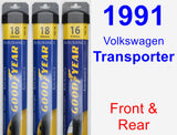 Front & Rear Wiper Blade Pack for 1991 Volkswagen Transporter - Assurance