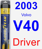 Driver Wiper Blade for 2003 Volvo V40 - Assurance