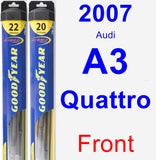 Front Wiper Blade Pack for 2007 Audi A3 Quattro - Hybrid