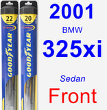 Front Wiper Blade Pack for 2001 BMW 325xi - Hybrid