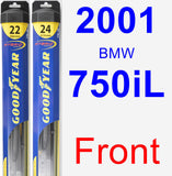 Front Wiper Blade Pack for 2001 BMW 750iL - Hybrid