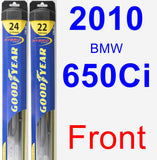 Front Wiper Blade Pack for 2010 BMW 650Ci - Hybrid