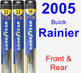 Front & Rear Wiper Blade Pack for 2005 Buick Rainier - Hybrid