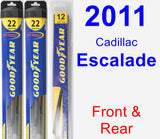 Front & Rear Wiper Blade Pack for 2011 Cadillac Escalade - Hybrid