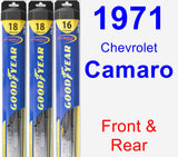 Front & Rear Wiper Blade Pack for 1971 Chevrolet Camaro - Hybrid