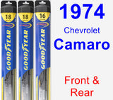 Front & Rear Wiper Blade Pack for 1974 Chevrolet Camaro - Hybrid