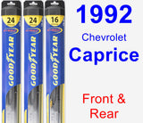Front & Rear Wiper Blade Pack for 1992 Chevrolet Caprice - Hybrid