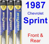Front & Rear Wiper Blade Pack for 1987 Chevrolet Sprint - Hybrid