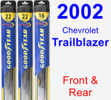 Front & Rear Wiper Blade Pack for 2002 Chevrolet Trailblazer - Hybrid