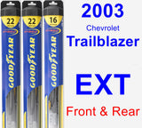 Front & Rear Wiper Blade Pack for 2003 Chevrolet Trailblazer EXT - Hybrid