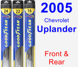 Front & Rear Wiper Blade Pack for 2005 Chevrolet Uplander - Hybrid