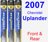 Front & Rear Wiper Blade Pack for 2007 Chevrolet Uplander - Hybrid