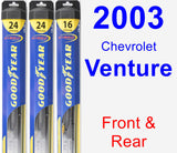 Front & Rear Wiper Blade Pack for 2003 Chevrolet Venture - Hybrid