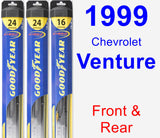 Front & Rear Wiper Blade Pack for 1999 Chevrolet Venture - Hybrid