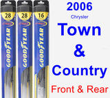 Front & Rear Wiper Blade Pack for 2006 Chrysler Town & Country - Hybrid