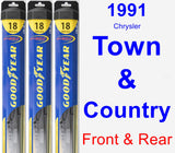 Front & Rear Wiper Blade Pack for 1991 Chrysler Town & Country - Hybrid