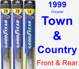 Front & Rear Wiper Blade Pack for 1999 Chrysler Town & Country - Hybrid