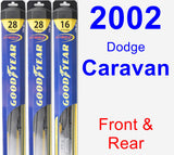 Front & Rear Wiper Blade Pack for 2002 Dodge Caravan - Hybrid