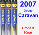 Front & Rear Wiper Blade Pack for 2007 Dodge Caravan - Hybrid