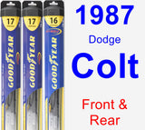 Front & Rear Wiper Blade Pack for 1987 Dodge Colt - Hybrid