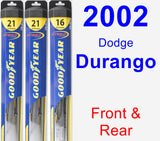 Front & Rear Wiper Blade Pack for 2002 Dodge Durango - Hybrid