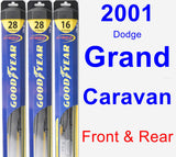 Front & Rear Wiper Blade Pack for 2001 Dodge Grand Caravan - Hybrid
