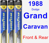 Front & Rear Wiper Blade Pack for 1988 Dodge Grand Caravan - Hybrid