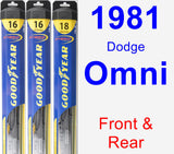 Front & Rear Wiper Blade Pack for 1981 Dodge Omni - Hybrid