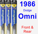 Front & Rear Wiper Blade Pack for 1986 Dodge Omni - Hybrid