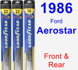 Front & Rear Wiper Blade Pack for 1986 Ford Aerostar - Hybrid