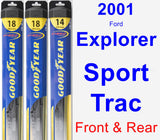 Front & Rear Wiper Blade Pack for 2001 Ford Explorer Sport Trac - Hybrid