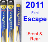 Front & Rear Wiper Blade Pack for 2011 Ford Escape - Hybrid