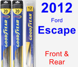 Front & Rear Wiper Blade Pack for 2012 Ford Escape - Hybrid