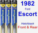 Front & Rear Wiper Blade Pack for 1982 Ford Escort - Hybrid