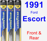 Front & Rear Wiper Blade Pack for 1991 Ford Escort - Hybrid