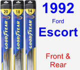 Front & Rear Wiper Blade Pack for 1992 Ford Escort - Hybrid